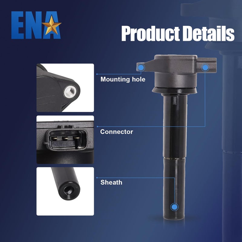 ENA Ignition Coil Pack and Platinum Spark Plug Set of 6 Compatible with Mitsubishi 2004 2005 2006 2007 2008 Endeavor and 2004 Galant V6 3.8L Replacement for C1505 UF481 - Image 2